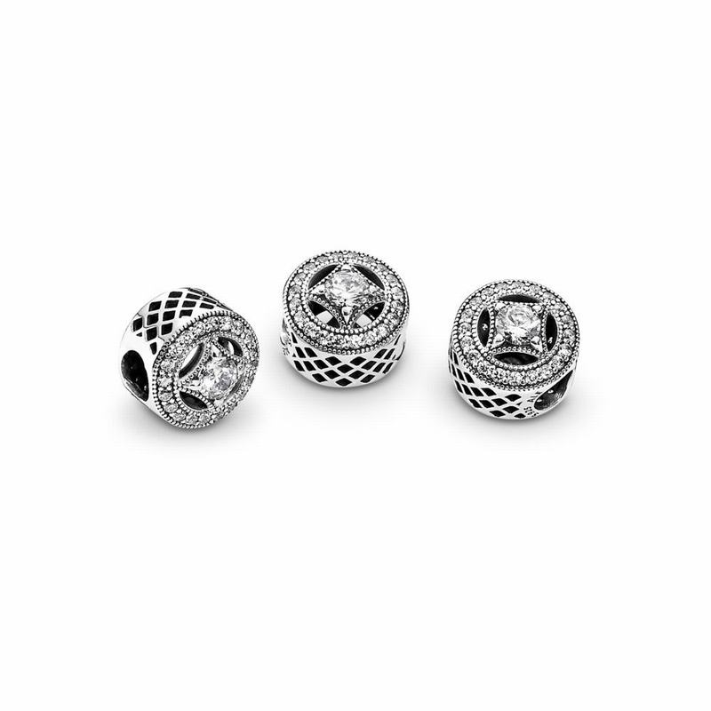 Pandora Vintage Allure Charm Ireland - Sterling Silver/Cubic Zirconia - 793108LCR